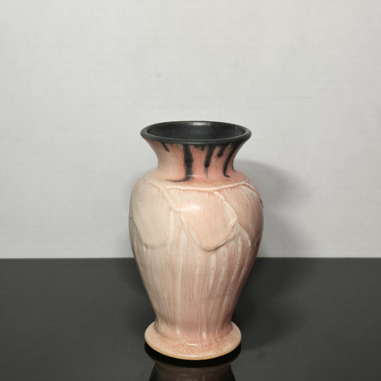 Pewabic Pottery Pink Black Vase