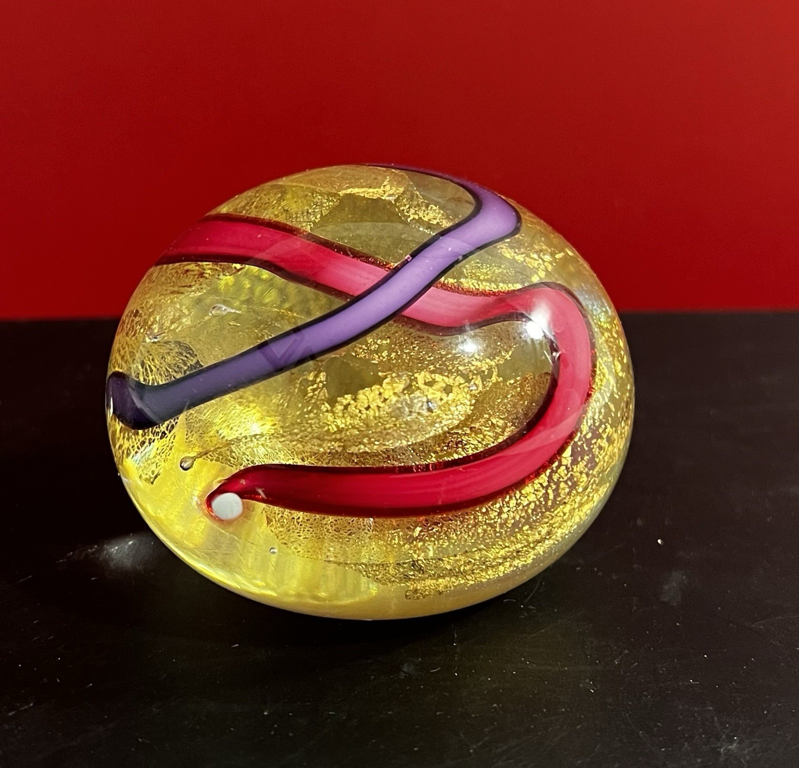 handmade, blown art glass paperweight