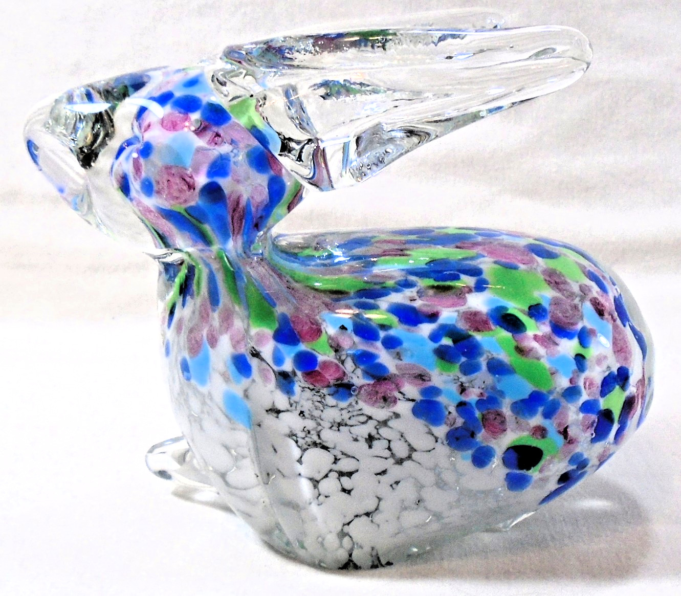 Hand Blown Confetti Glass Rabbit Figurine/Paperweight