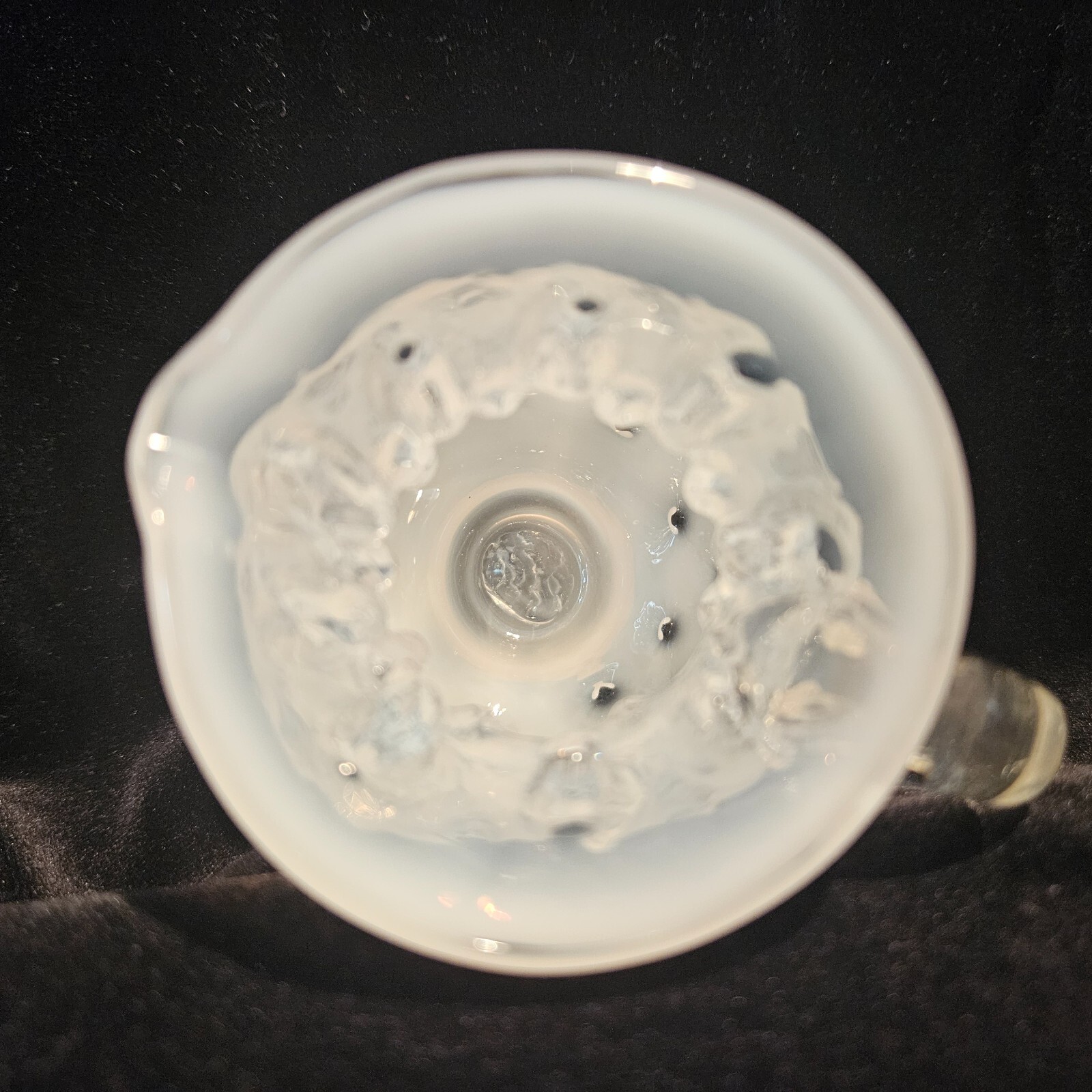 FENTON White Opalescent Coin Dot Pitcher Creamer Hand Blown Pinched Neck 4.5″