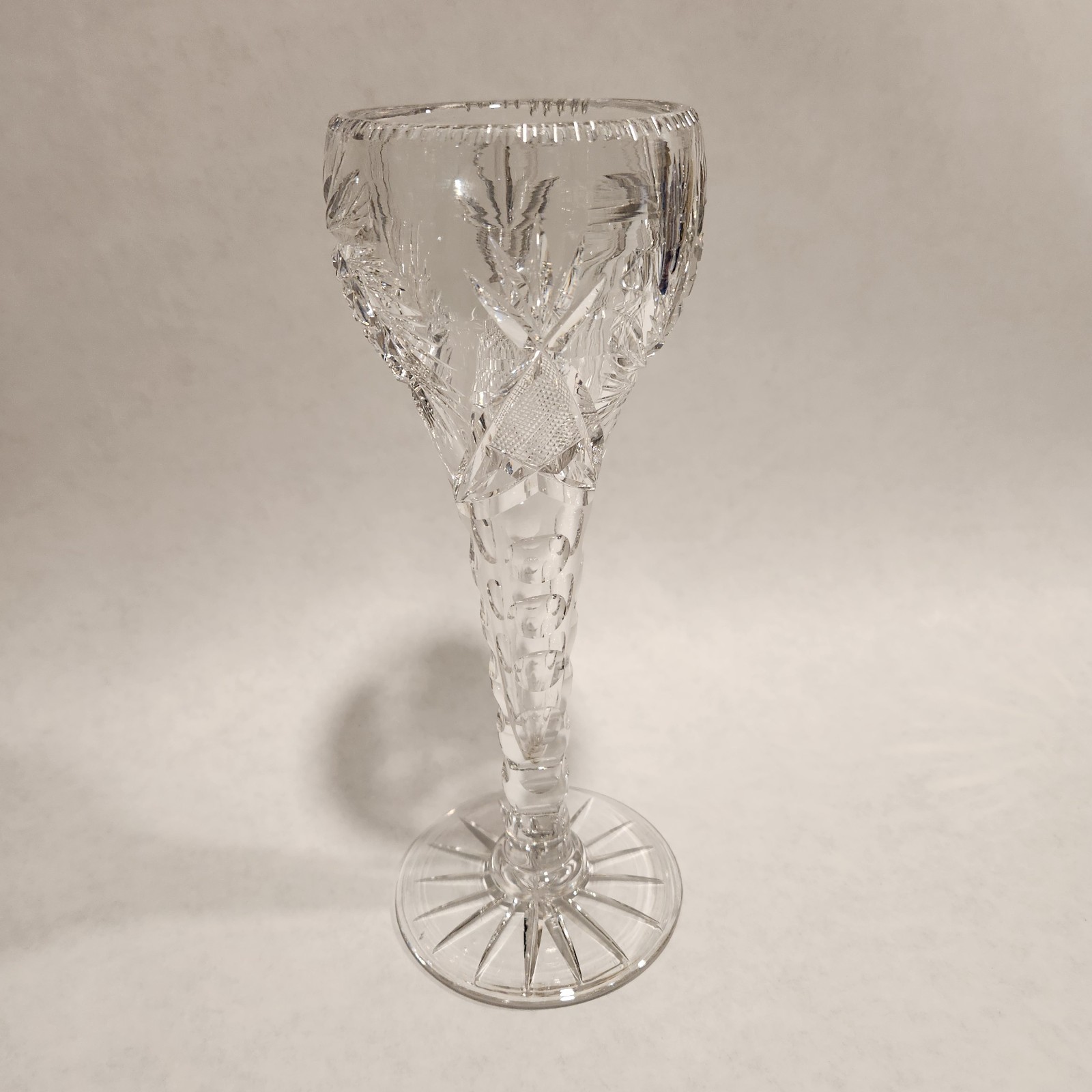 American Brilliant Period Chalice Vase Cut Glass 10” Early 1900s