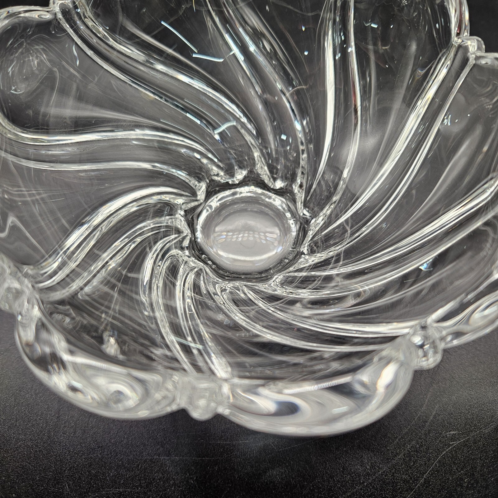 Mikasa Lead Crystal Peppermint Swirl Candy Bowl 5 1/2 inches Diameter