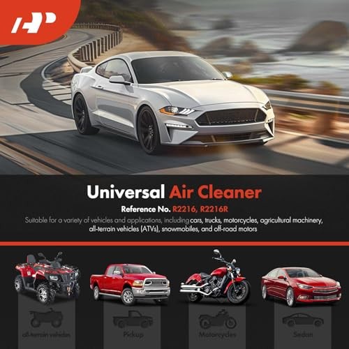 Universal Air Cleaner Filter Assembly – 12″ x 2″, Oval Red Chrome Air Cleaner