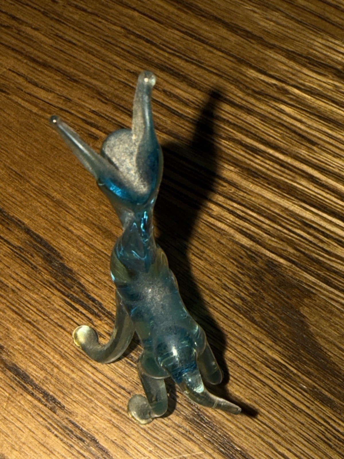 Vintage hand blown blue deer figurine mid century 2 1/2 in miniature
