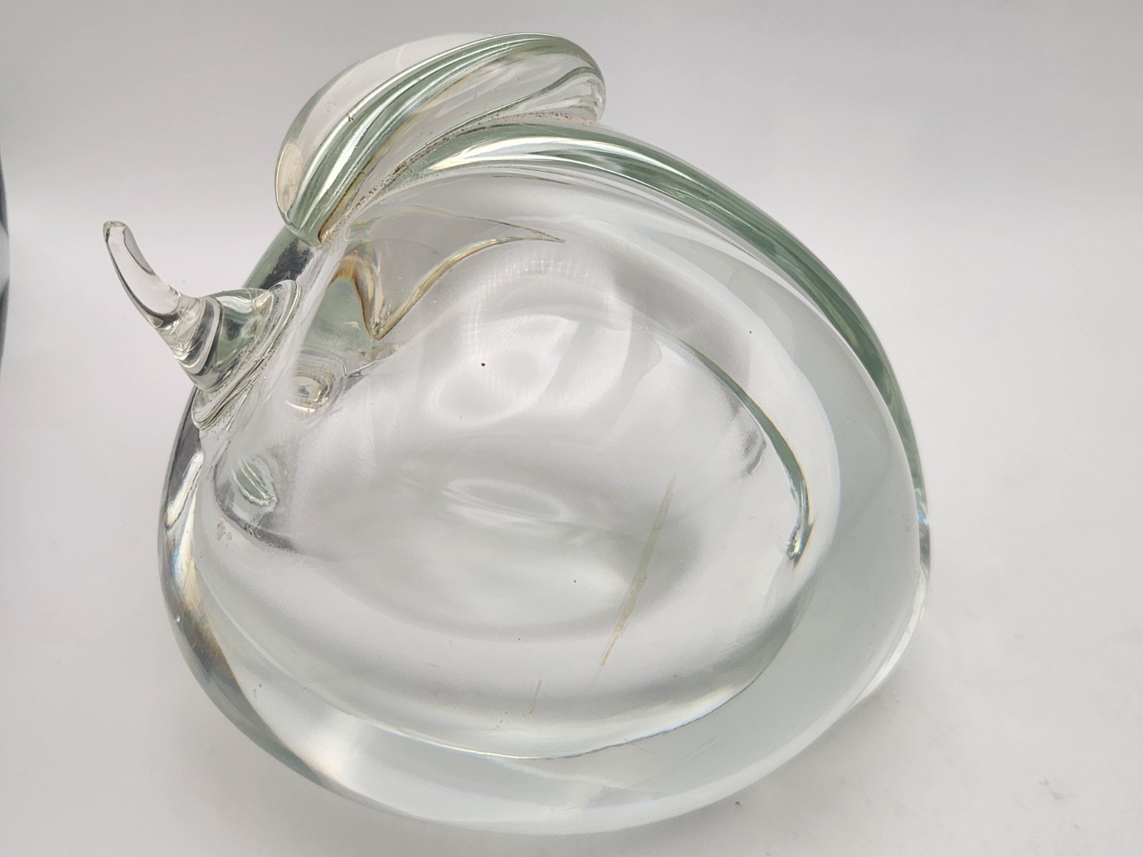 Large Clear Glass Peach Paperweight Handblown 4″ Long Weighs 2lbs