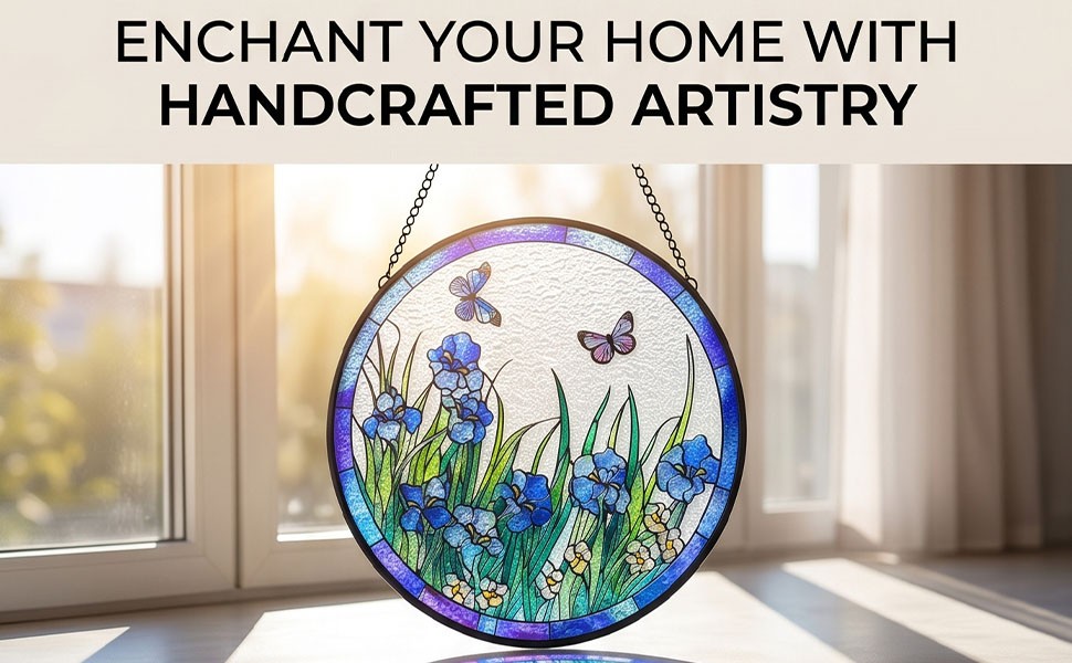 Stained Glass Sun Catcher Vibrant Color Home Living Room Bedroom Decor V1