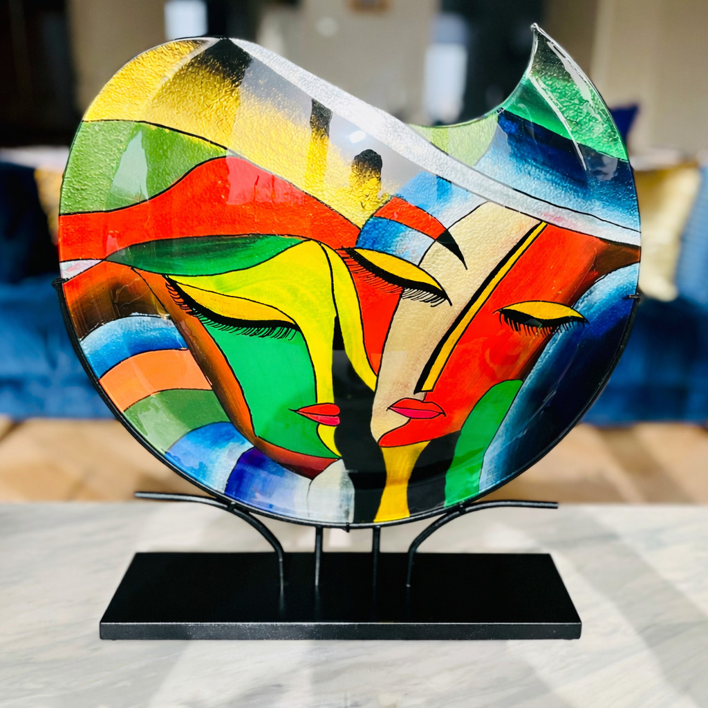 Murano picasso Style Vase with color Design ABSTRACT GLASS brand new ART 50 cm