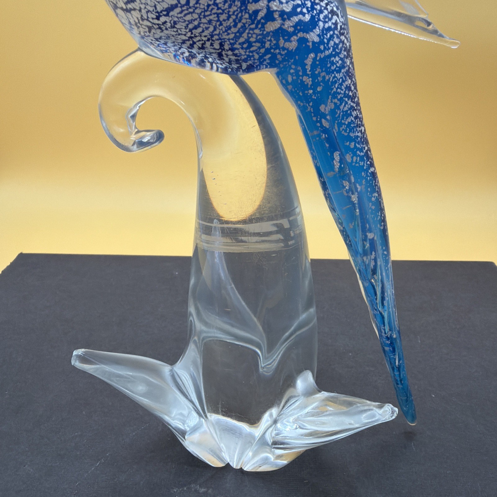 Vintage Handblown Murano Formia Blue Budgerigar MINT CONDITION! 10”!