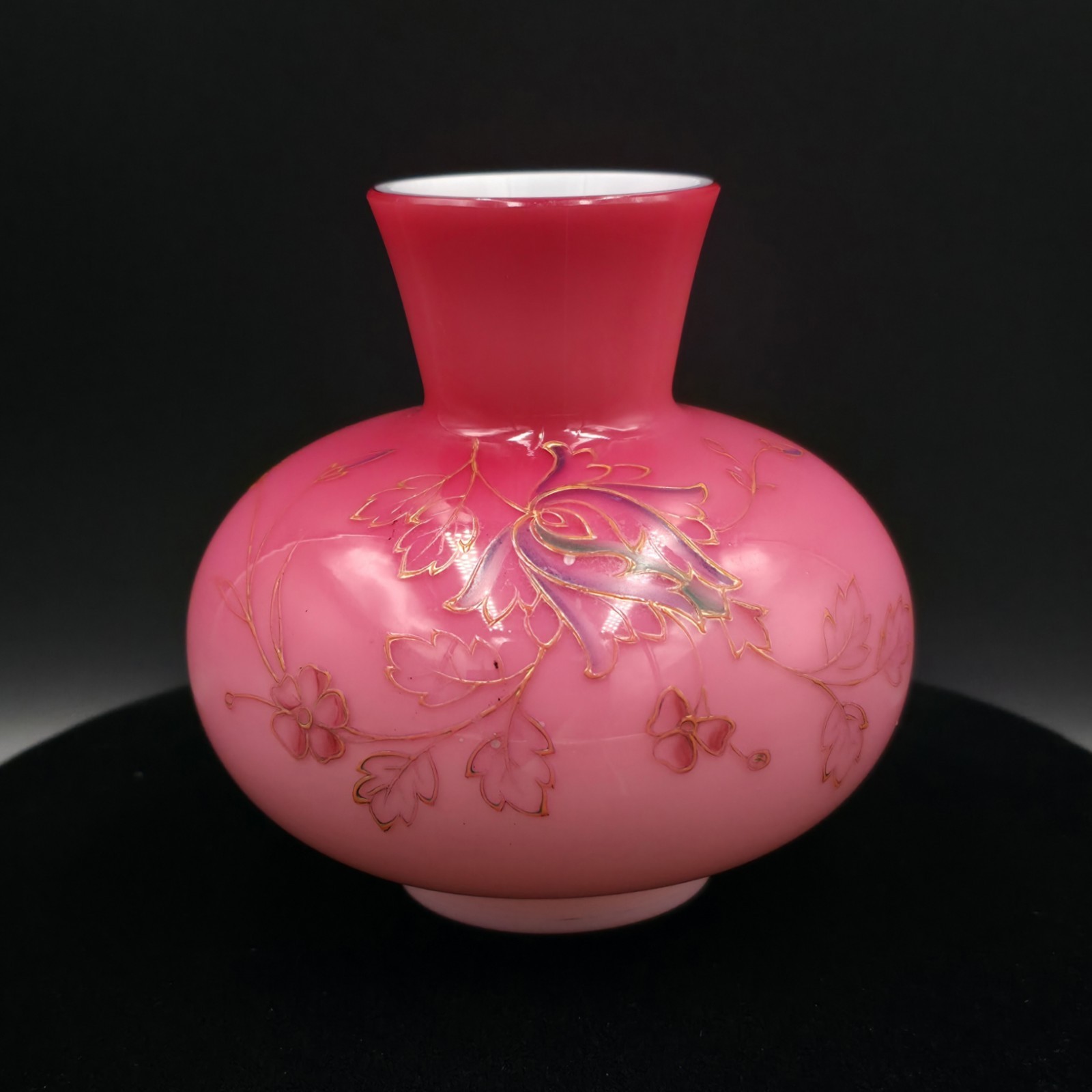 Attributed to Harrach Antique Bohemian Late 1800’s Posey Vase Uranium Opaline
