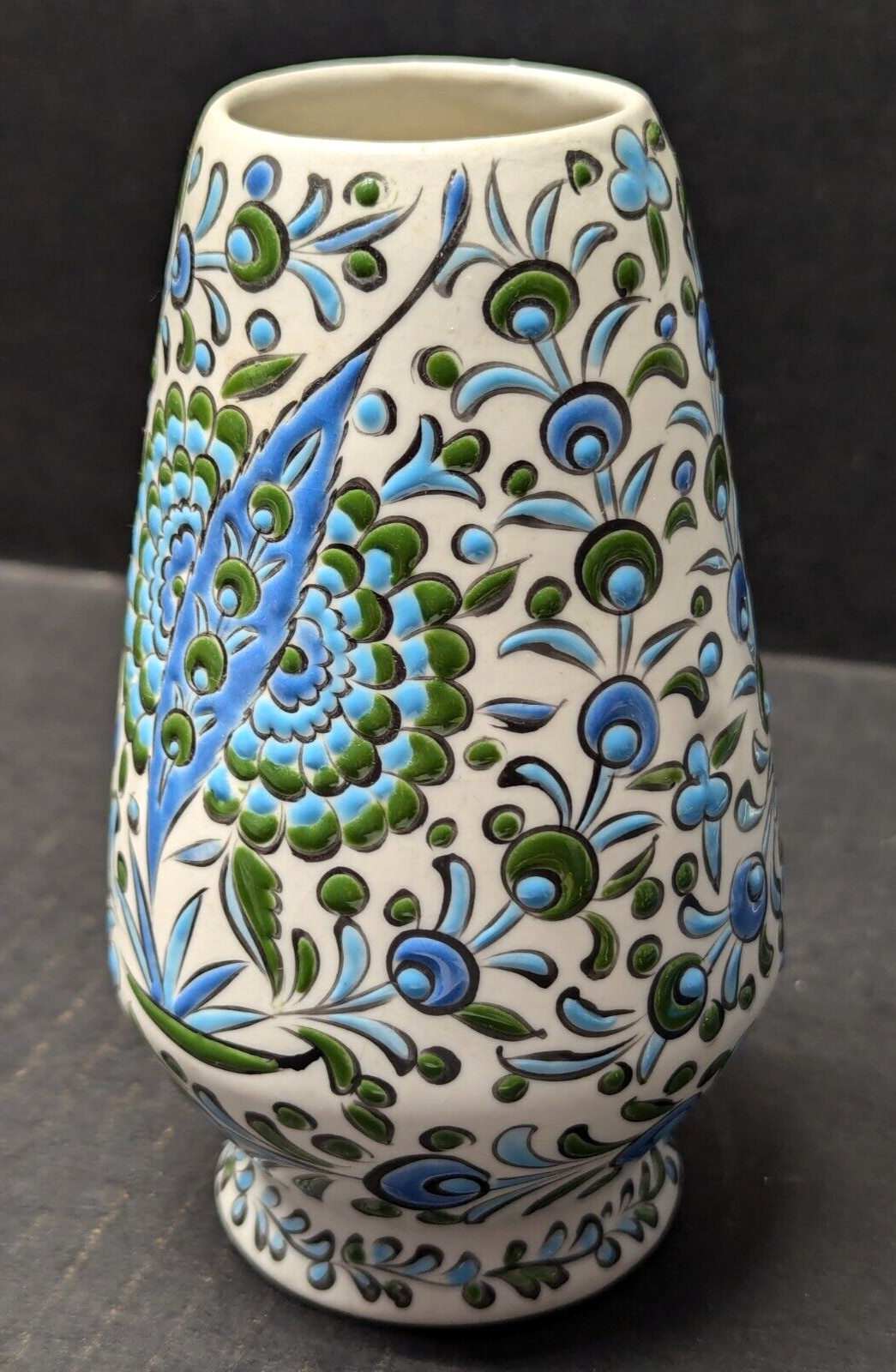 Greek Pottery Vase Floral Pattern Hand Made By Arris Keramik Rhodes 5.25″x3.25″