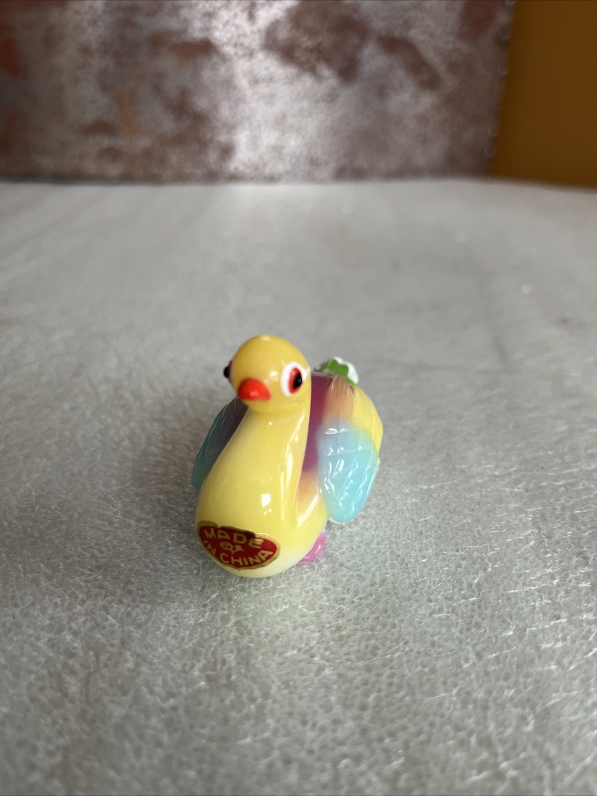 Vintage Solid Glass Standing Peking Duck Figurine Handblown Rainbow Colors
