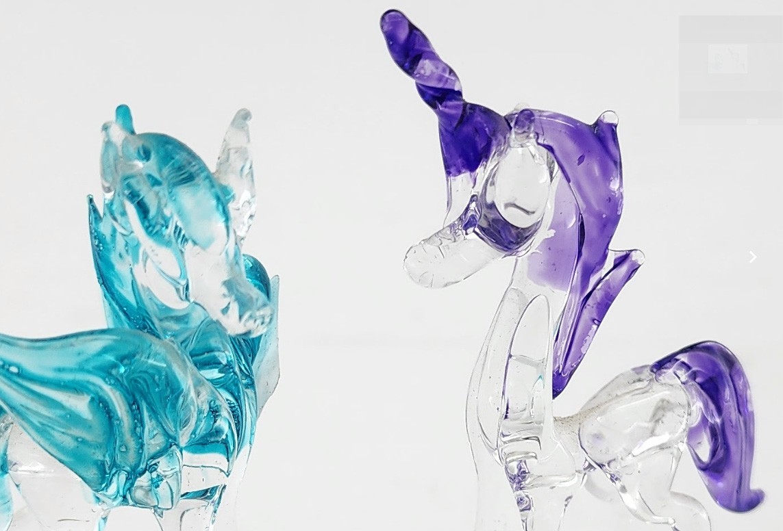 Pegasus Alicorn Celestia & Unicorn Horse Pony Princess Luna -Handblown Glass