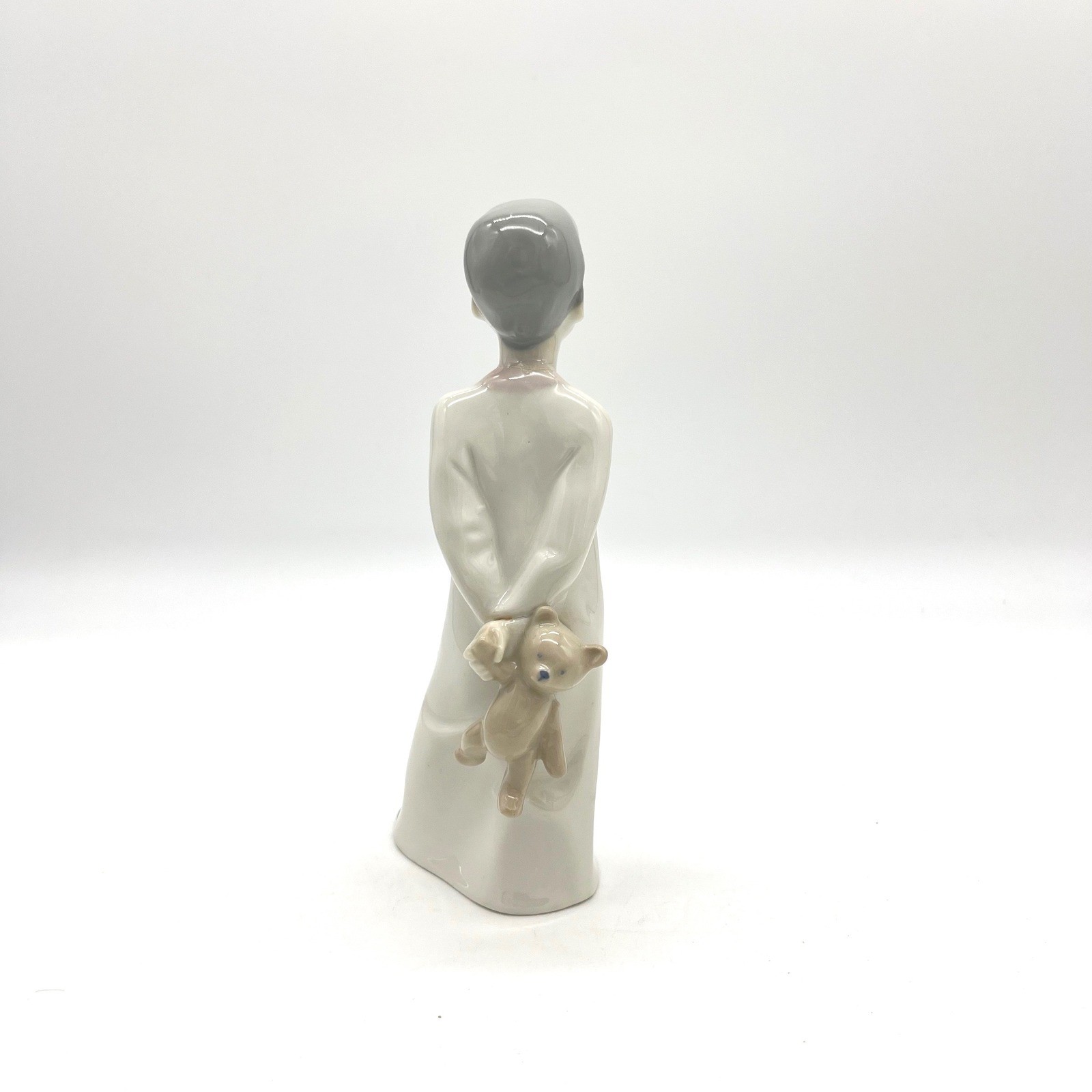 Graefenthal Germany Porcelain Boy in Nightgown with Teddy Bear Figurine 25