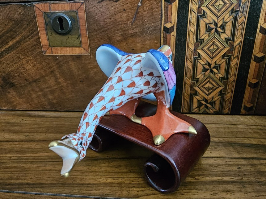 Herend Porcelain Figurine Wild Honking Goose Rust Fishnet Retired Hungary #5052