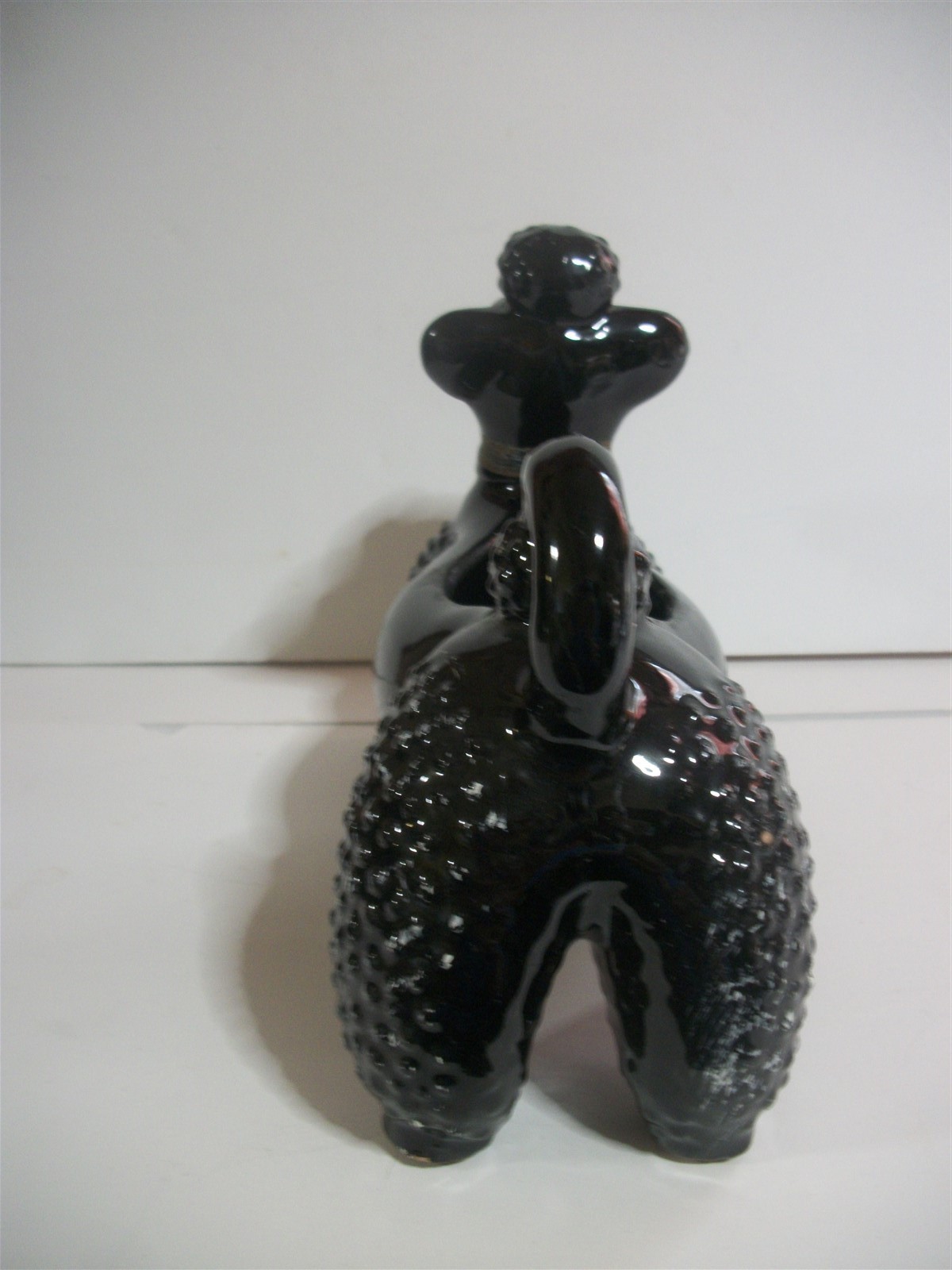 Vtg Black Redware Poodle PLANTER 9″ Long
