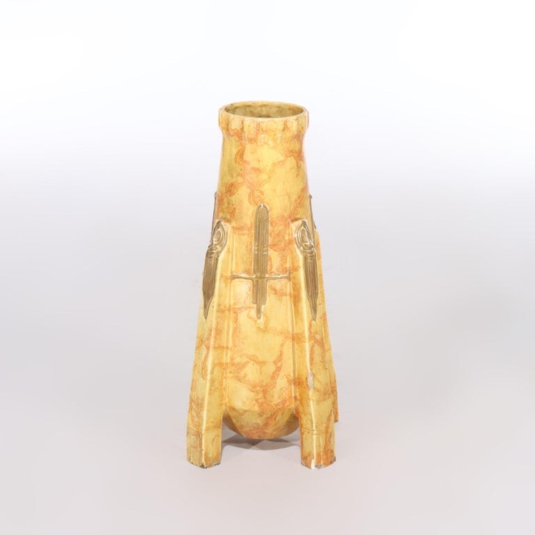 Antique Teplitz Amphora Gilt Pottery Floor Vase C1910