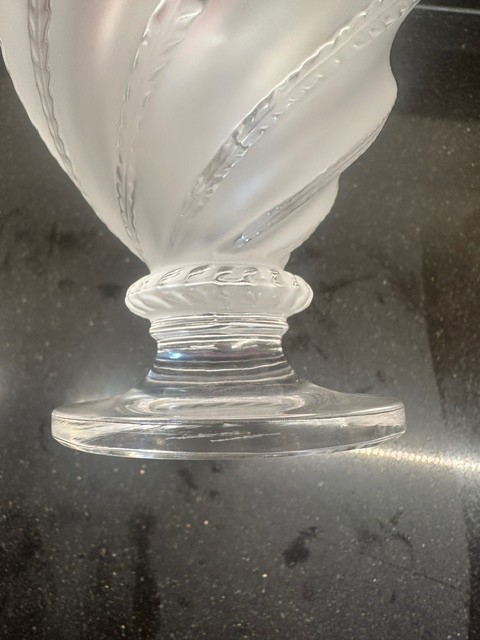 Lalique France Ermenonville Frosted Swirl Pattern Footed Crystal 5 7/8″ Vase