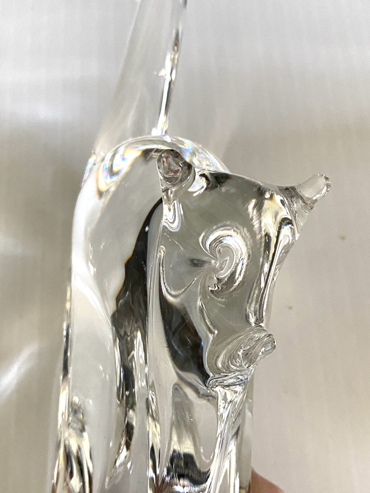 Cat Lead Crystal Figurine John Riekes Chalet Handcrafted Paperweight Vtg Flaw