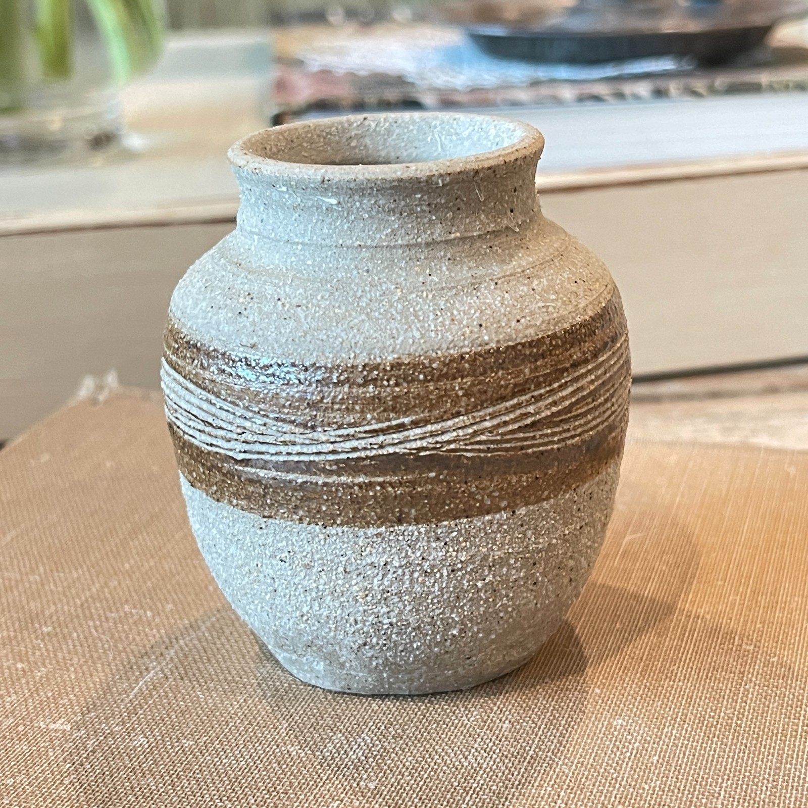 Studio Hand Thrown Stoneware Round Vase 3 Inches Tall