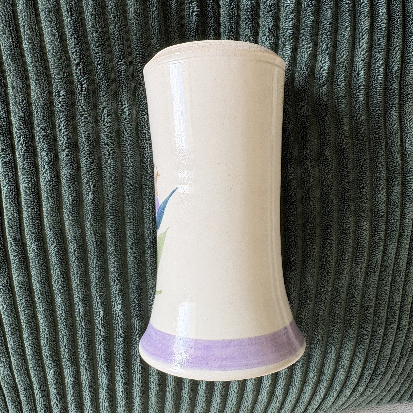 Hand Thrown Studio Pottery Vase Lilac Hand Painted Artist Signed 6” USA