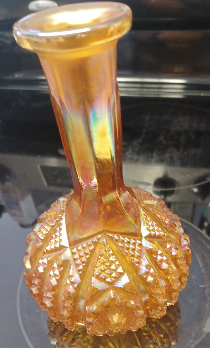 Imperial Carnival Glass Daisy and Button Marigold Vase Decanter