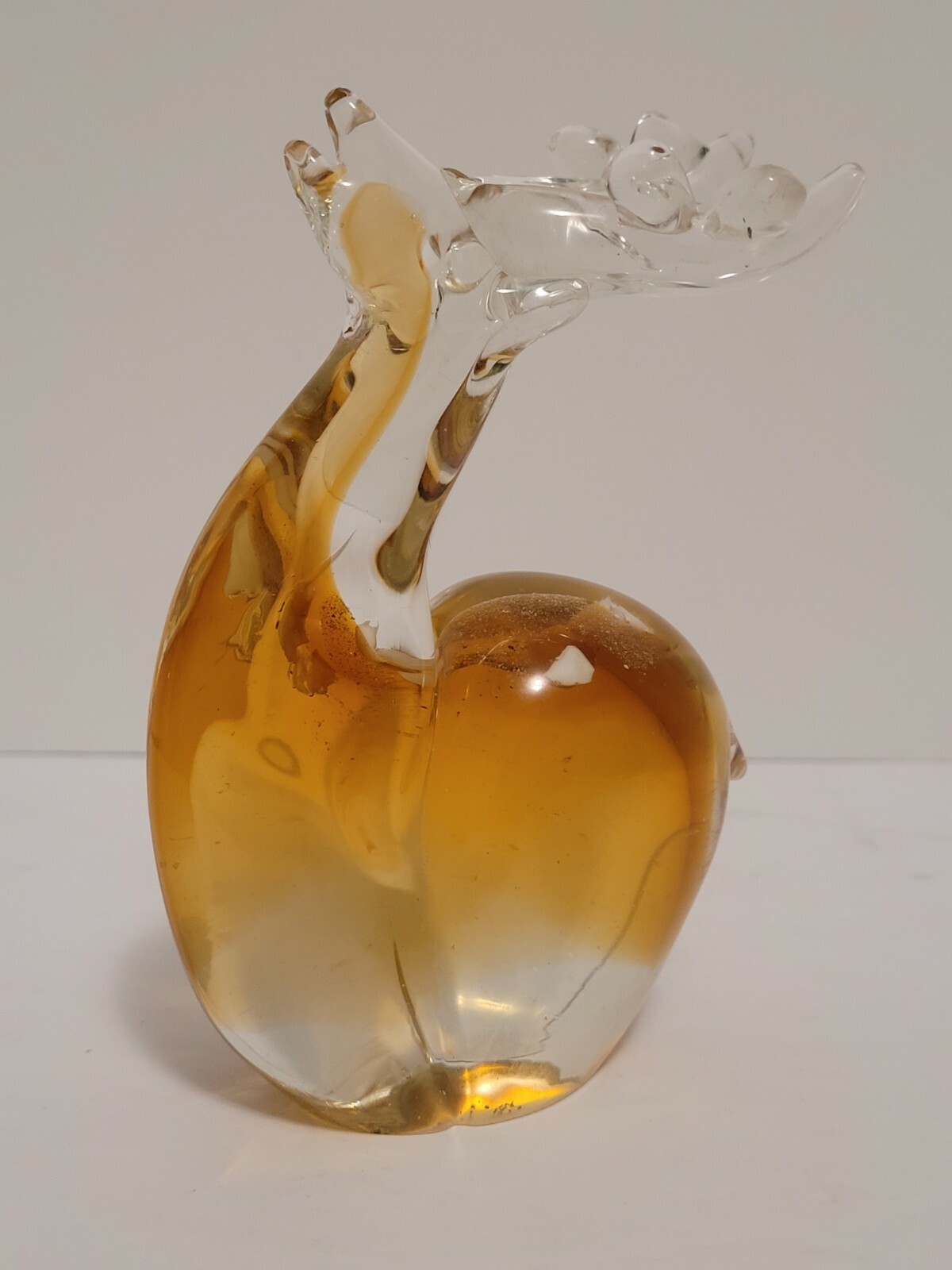 ART GLASS, BLOWN GLASS DEER FIGURINE. STUDIO HANDCRAFTED 4″ TALL.
