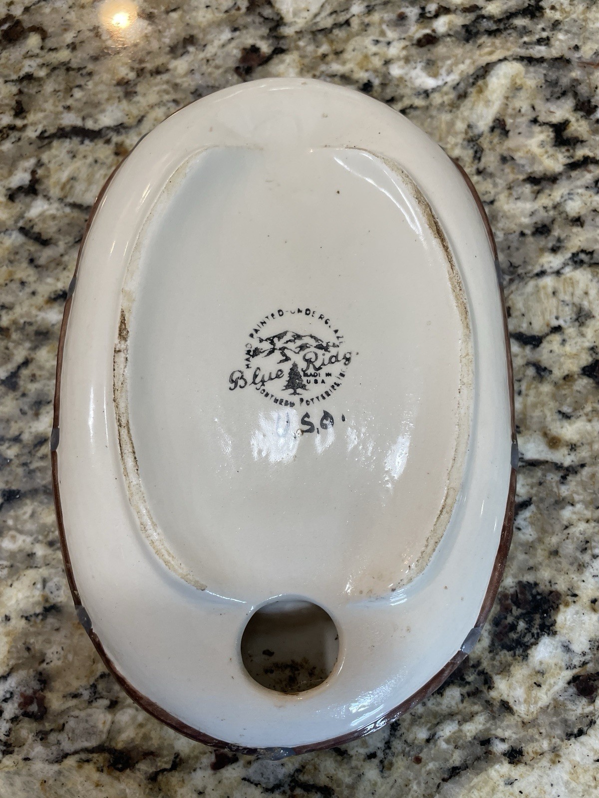 Vtg Blue Ridge Pottery Ceramic Hand-Painted World War 2 Boat Ashtray Stamped