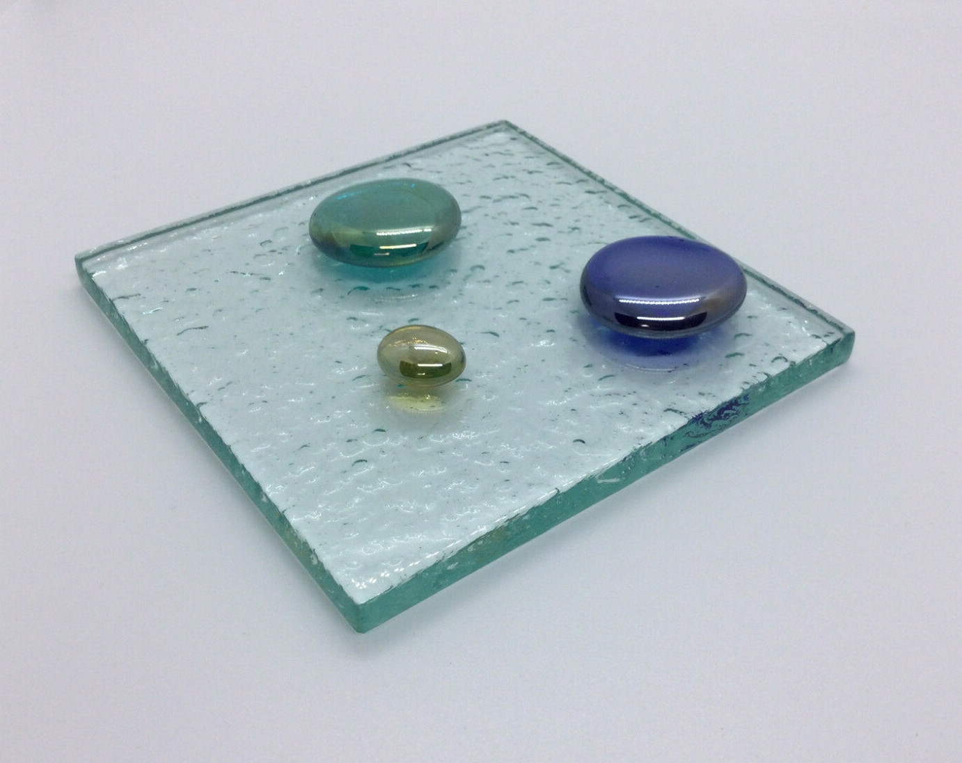 Decorative Textured Art Glass Panel 3D Color Gems Clear Cast Home Table Decor