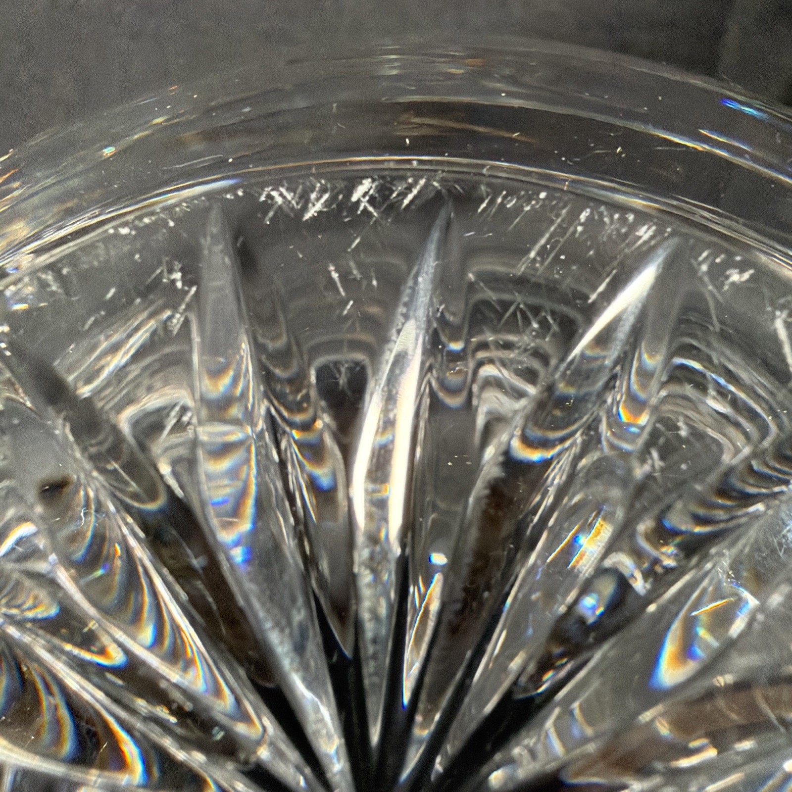 Heavy Cut Crystal Bowl Starburst Base 7.5″ Thick Rim 4lb 14oz