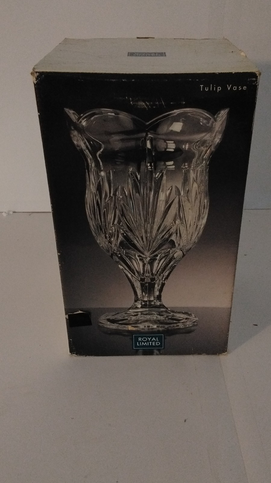 Royal Limited 24% Lead Crystal Tulip Vase Clear Decorative Glass with Box