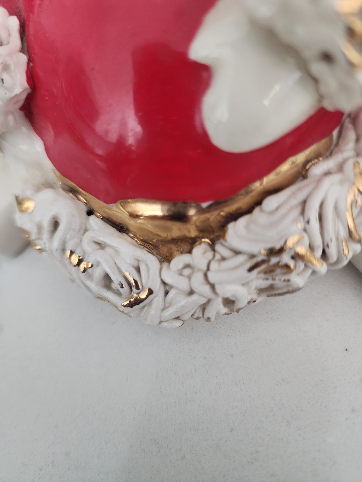 Vtg California Pottery Christmas Betty Lou NIchols Santa Planter Spaghetti Trim