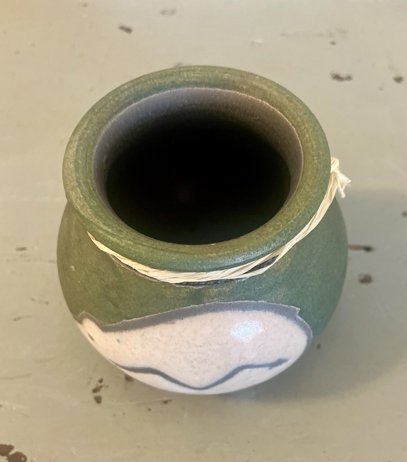 RAKU Art Pottery Mini Pot/Vase by Jeremy Bear w/arrow Mint Condition Signed