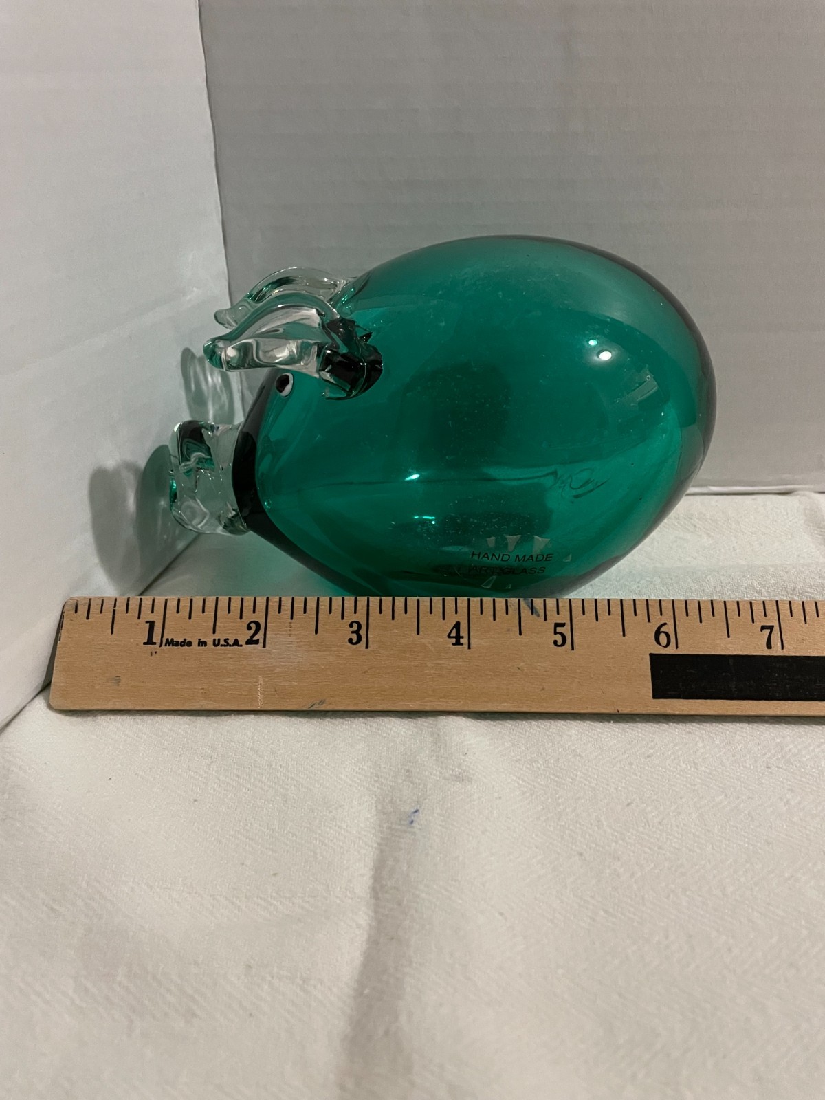 Hand Blown Art Glass Pig Figurine Green/Clear