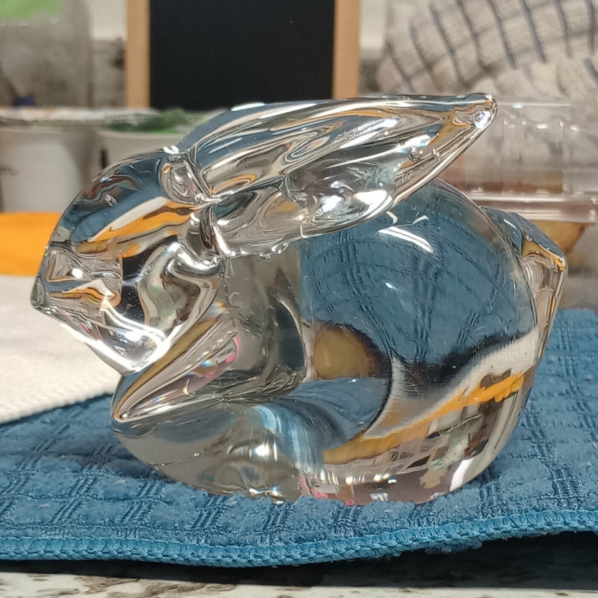 Tiffany Clear Glass Rabbit Figurine, Animals Theme Bunny Ornament