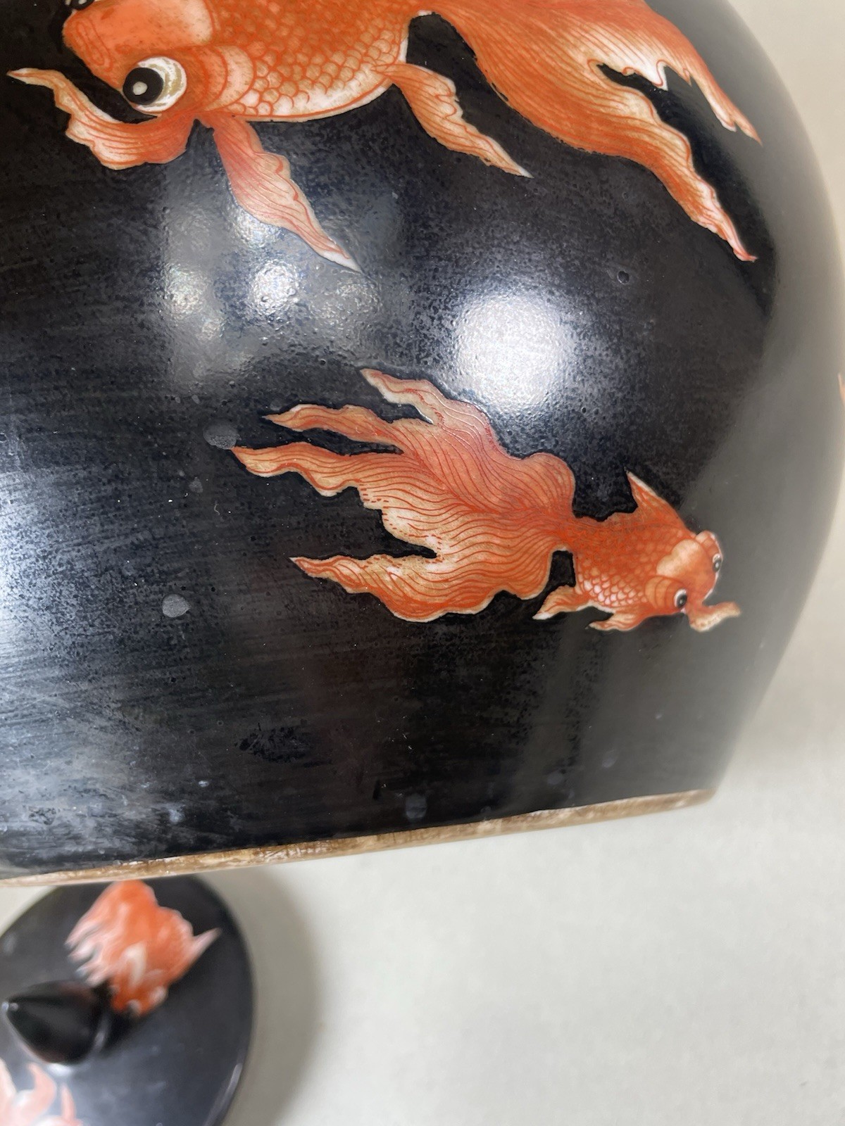 VTG Fumiki Covered Urn With Koi