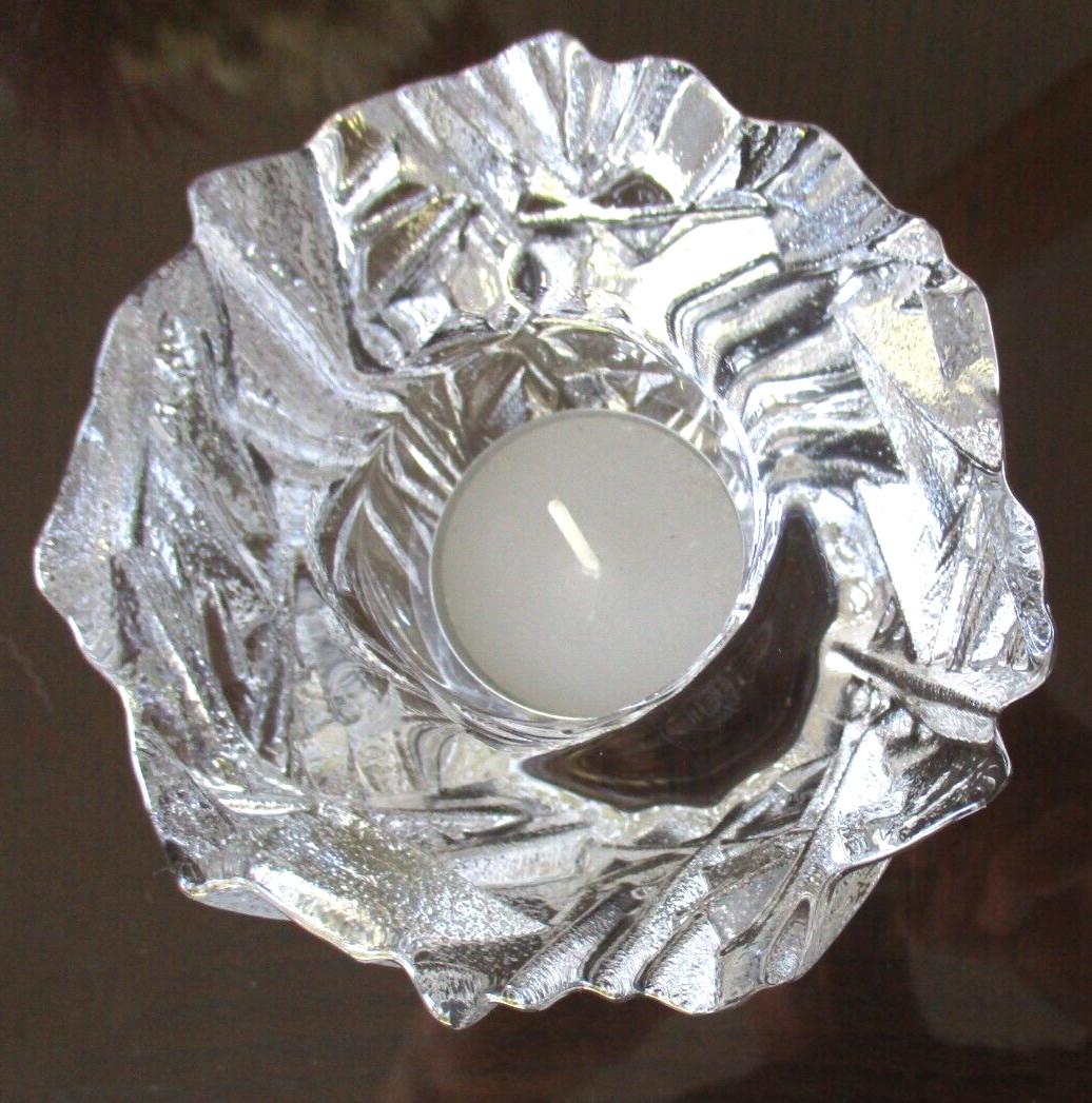 Orrefors Sweden Crystal, Ice 3 1/4 inch Candleholder / Votive, Excellent