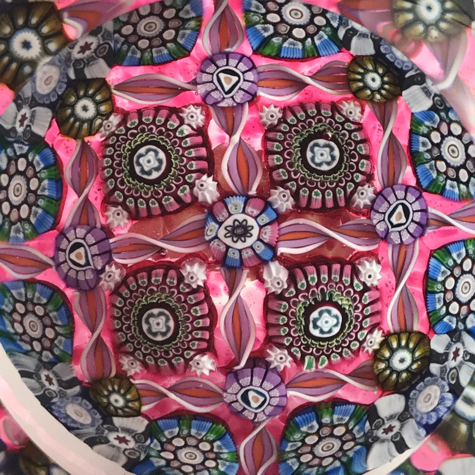 Perthshire PP134A 1991 Intricate Millefiori Square Twist Faceted Paperweight COA
