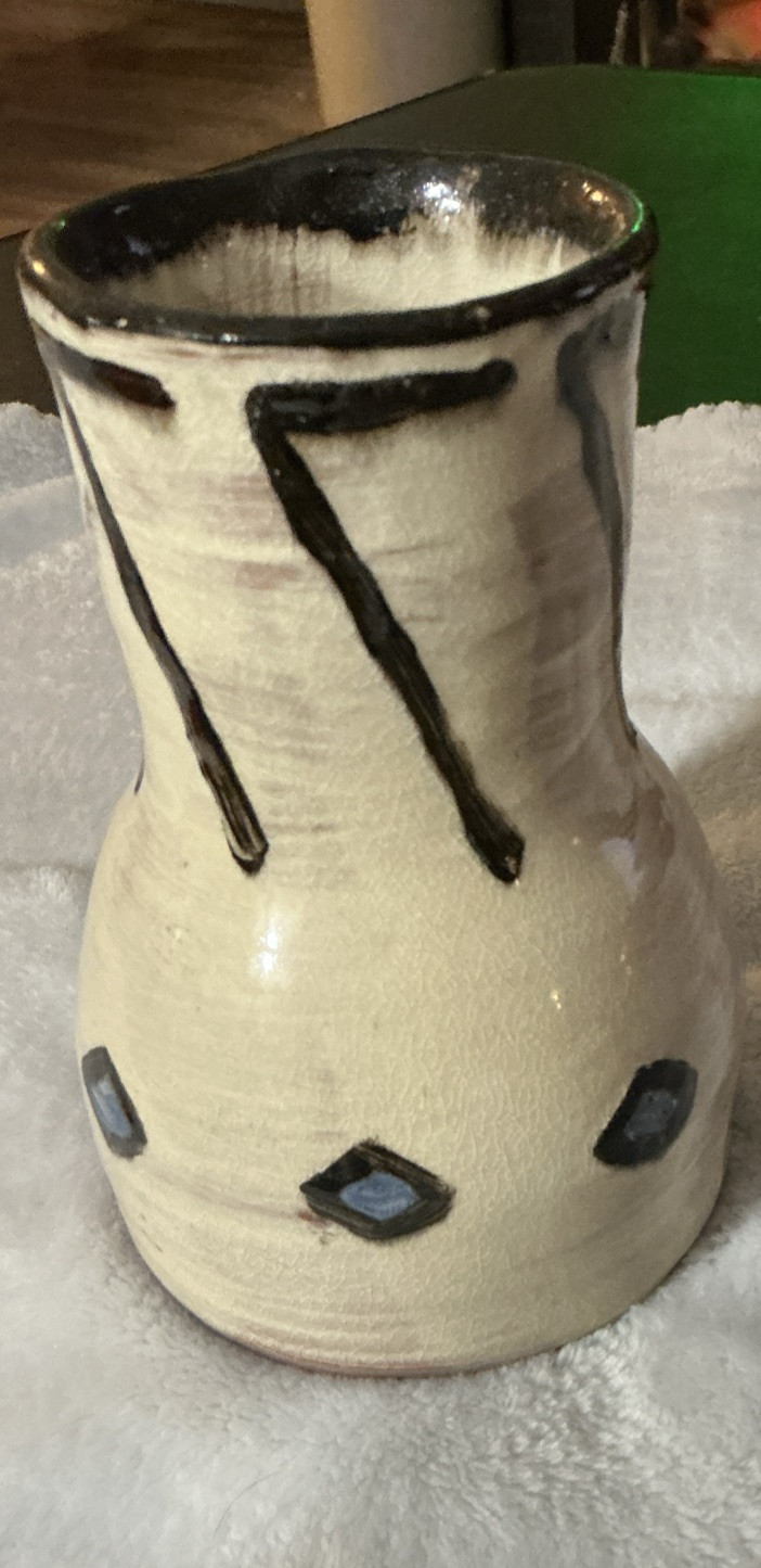 Signed Art Pottery 6″ Tall Vase Drip Glaze Stoneware