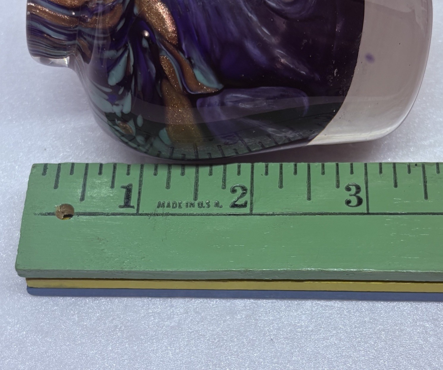 Vijtage Studio Art Glass Bud Vase Vibrant Swirls Gold Sparkles 3.5” Decor 21