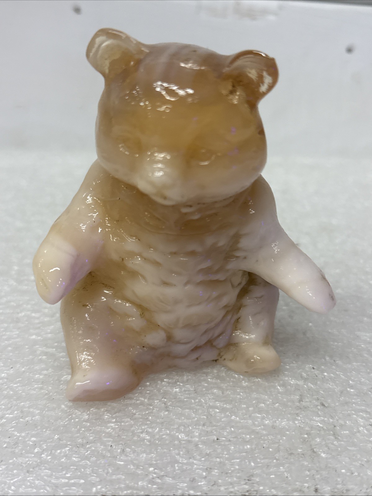 Mosser Carmel Swirl Slag Glass Bear Figurine Paperweight Read Description