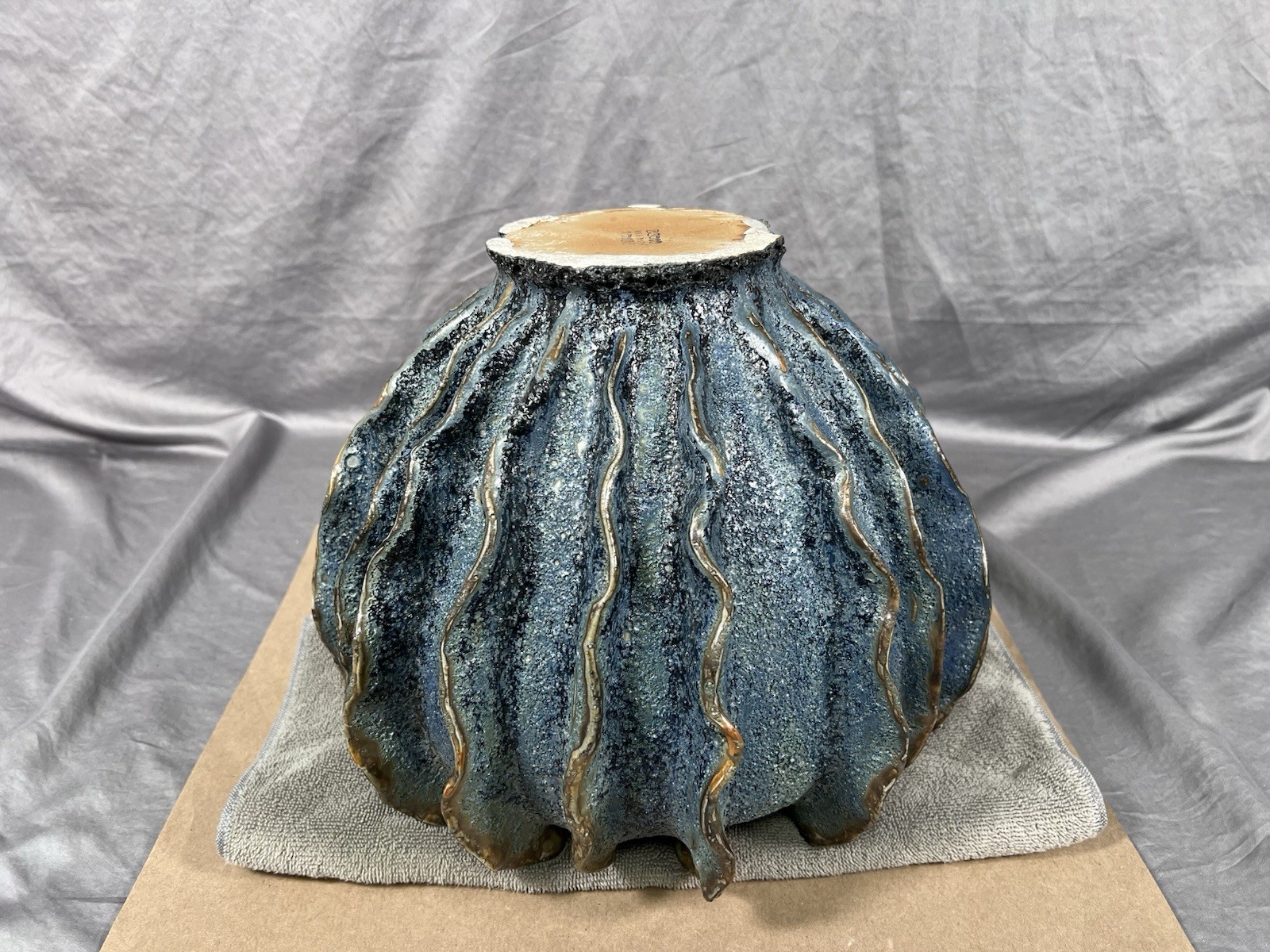 Des Pots Blue Glaze Vintage Netherlands Pottery Coral Style Planter Stonewear