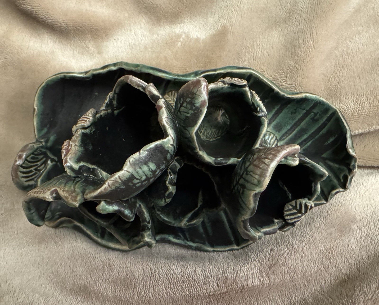 Botanical Earthy Living Goddess Clay Art Signed Leaves Nature Vases Vessel Boho