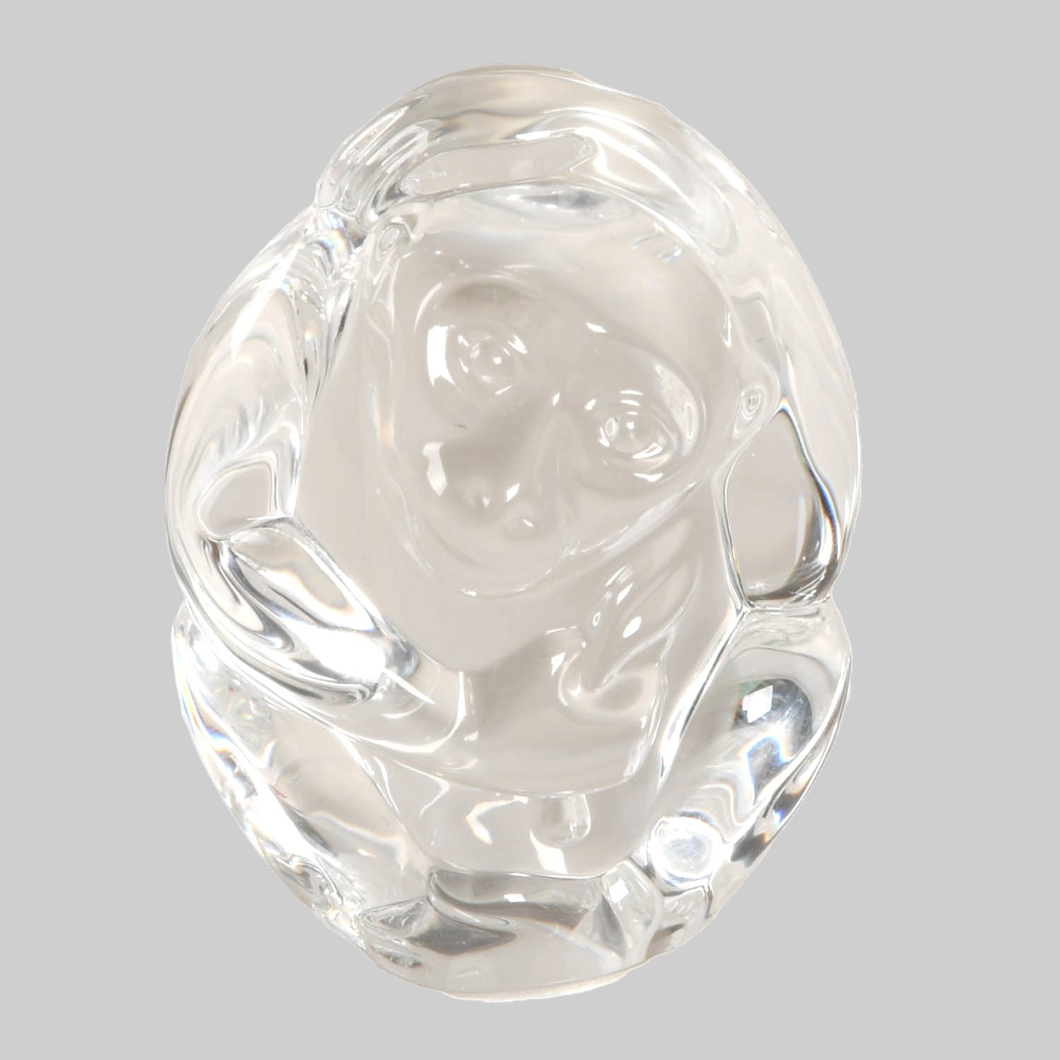 Steuben Glass Monkey Shaped Hand Cooler by Lloyd Atkins 1992