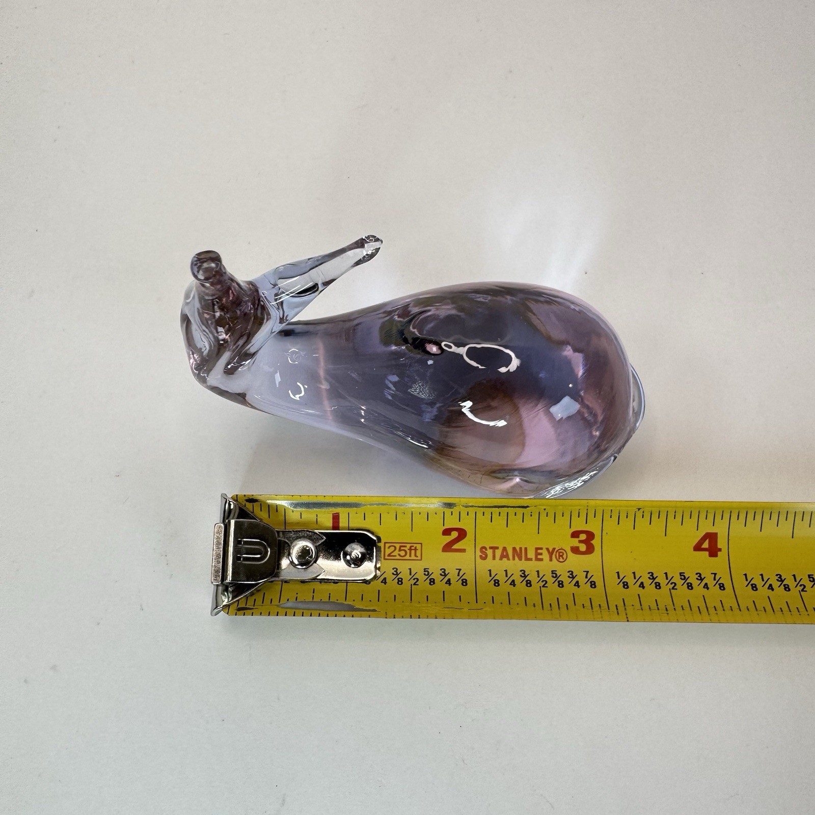 Purple Glass Whale Figurine Paperweight 3.25”x 3.3” Maybe Murano?