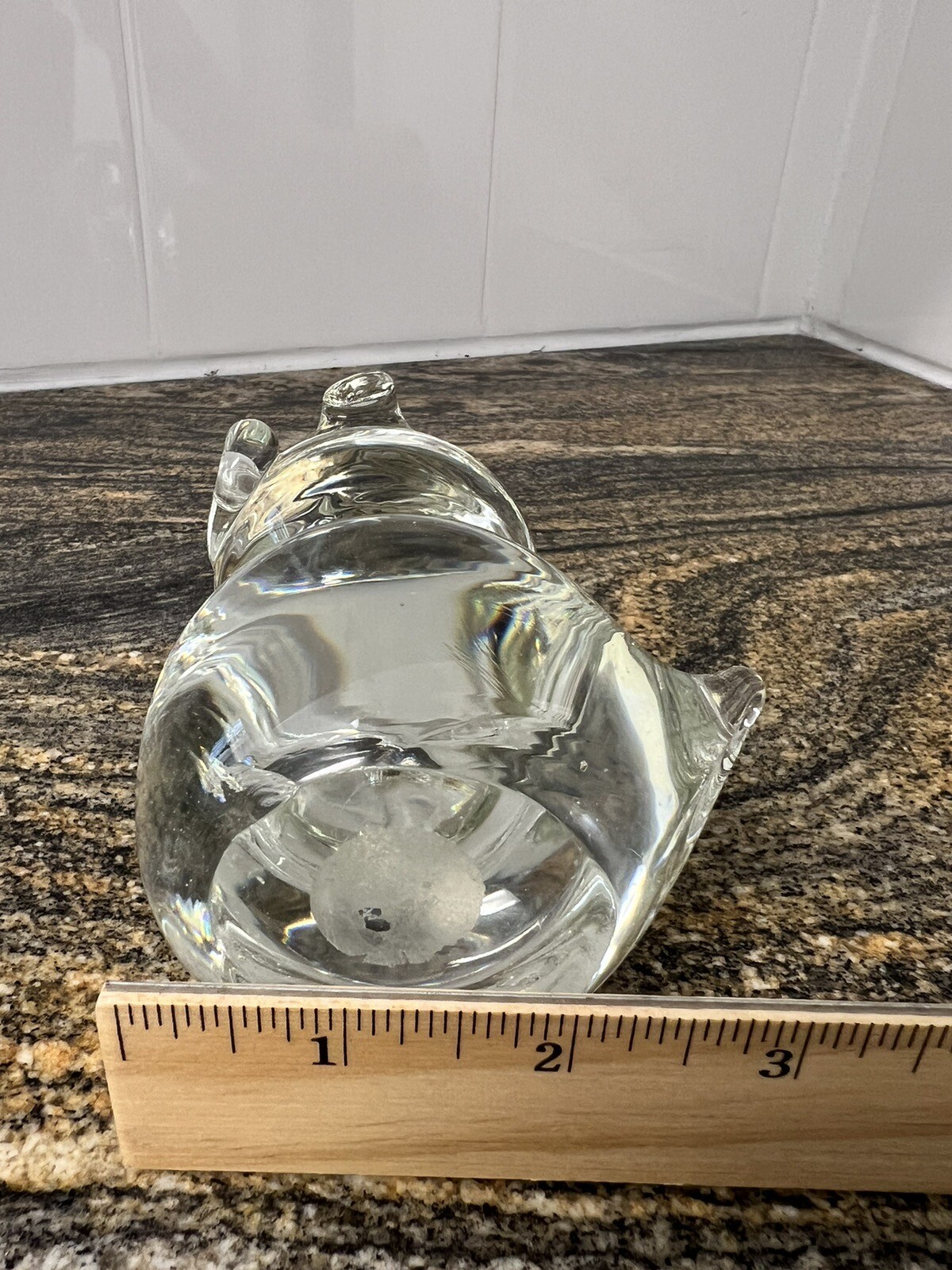 Vintage Paperweight Clear Art Glass Owl w/Big Eyes 4.5 Inches Tall