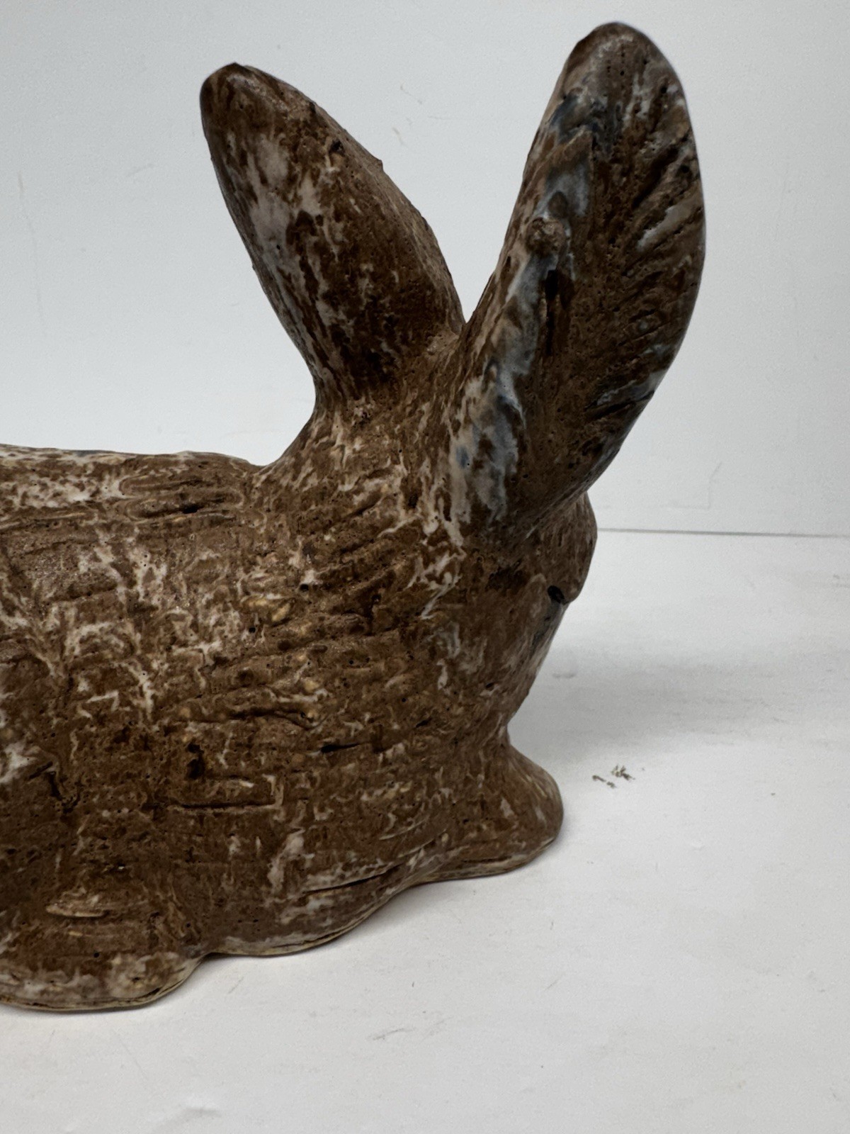 Vintage McCarty Pottery Large Nutmeg Rabbit w/Blue Accents Bunny