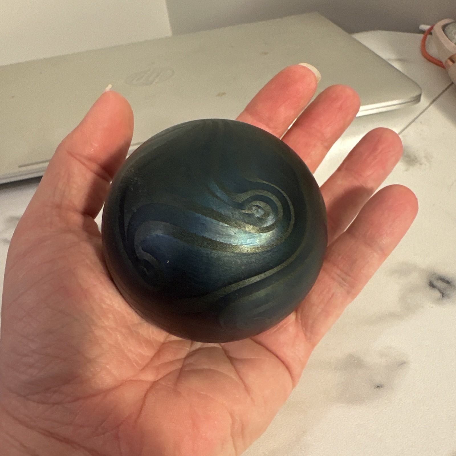 Charles Lotton Signed Iridescent King Tut Glass Paperweight