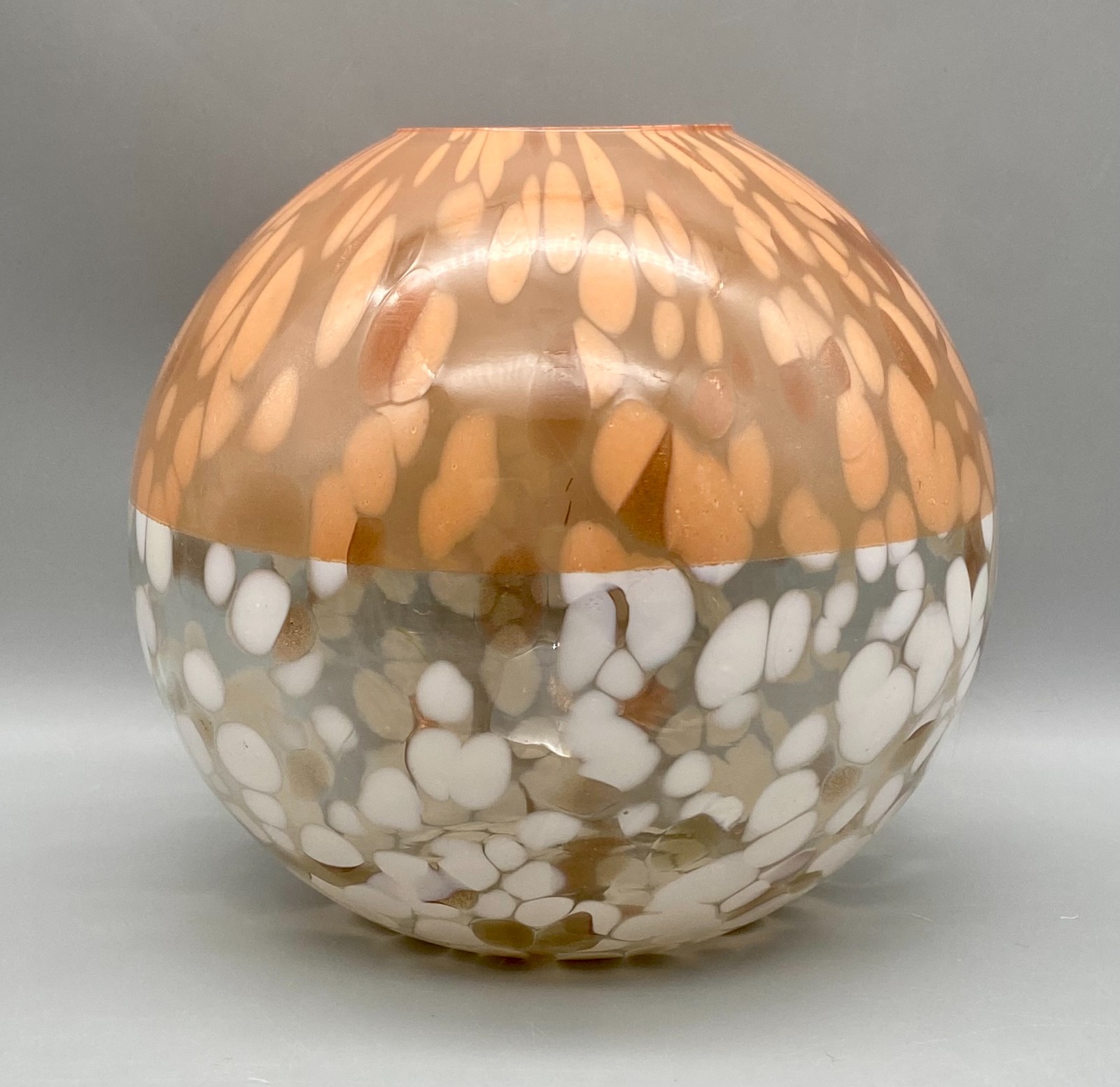 Anthropologie Bela Peach Glass Vase Large Orb Peach White Mica Speckles India