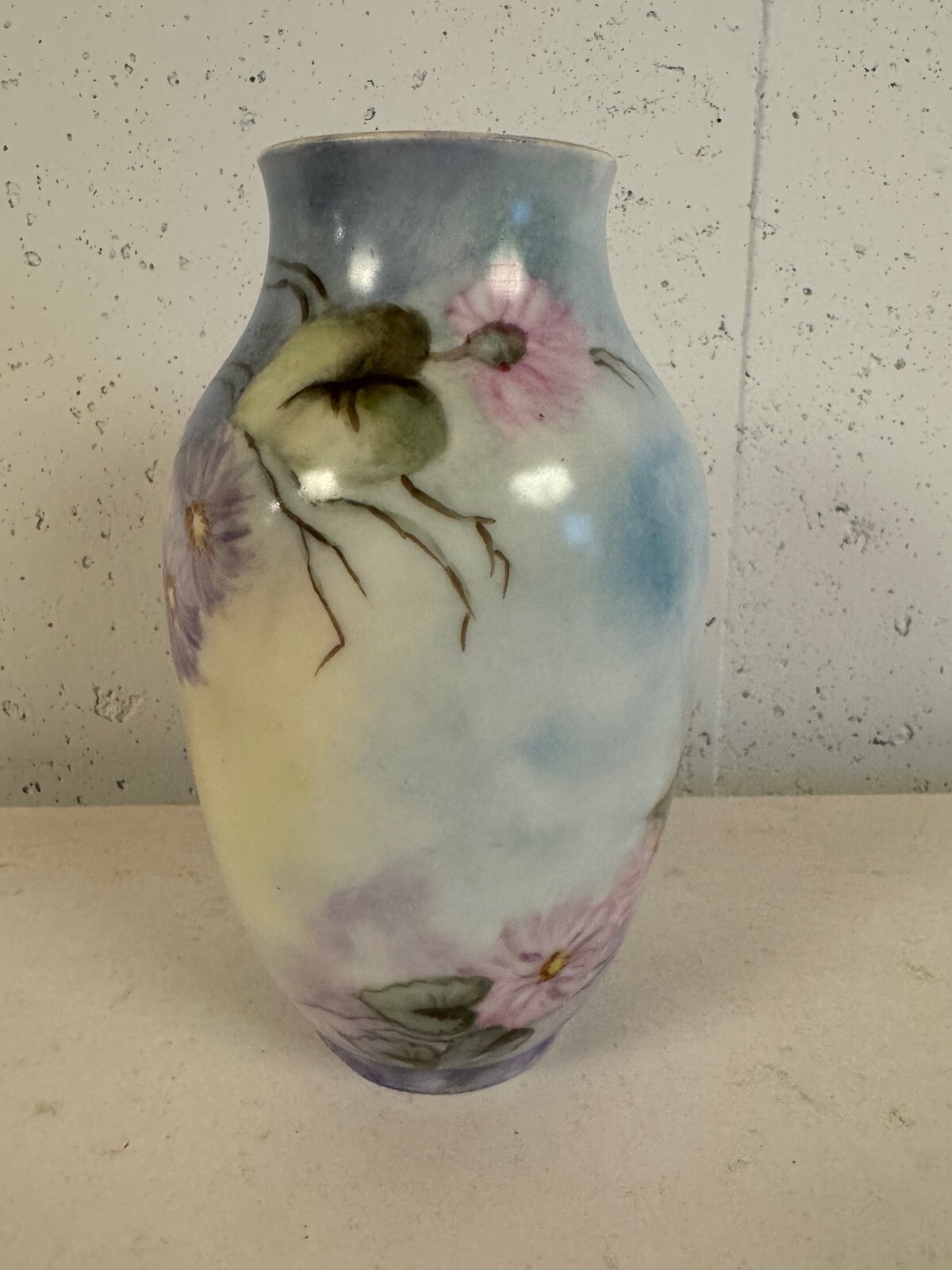 Vtg Antique Rosenthal Porcelain Vase w/ Painted Flowers Decoration Signed Lang