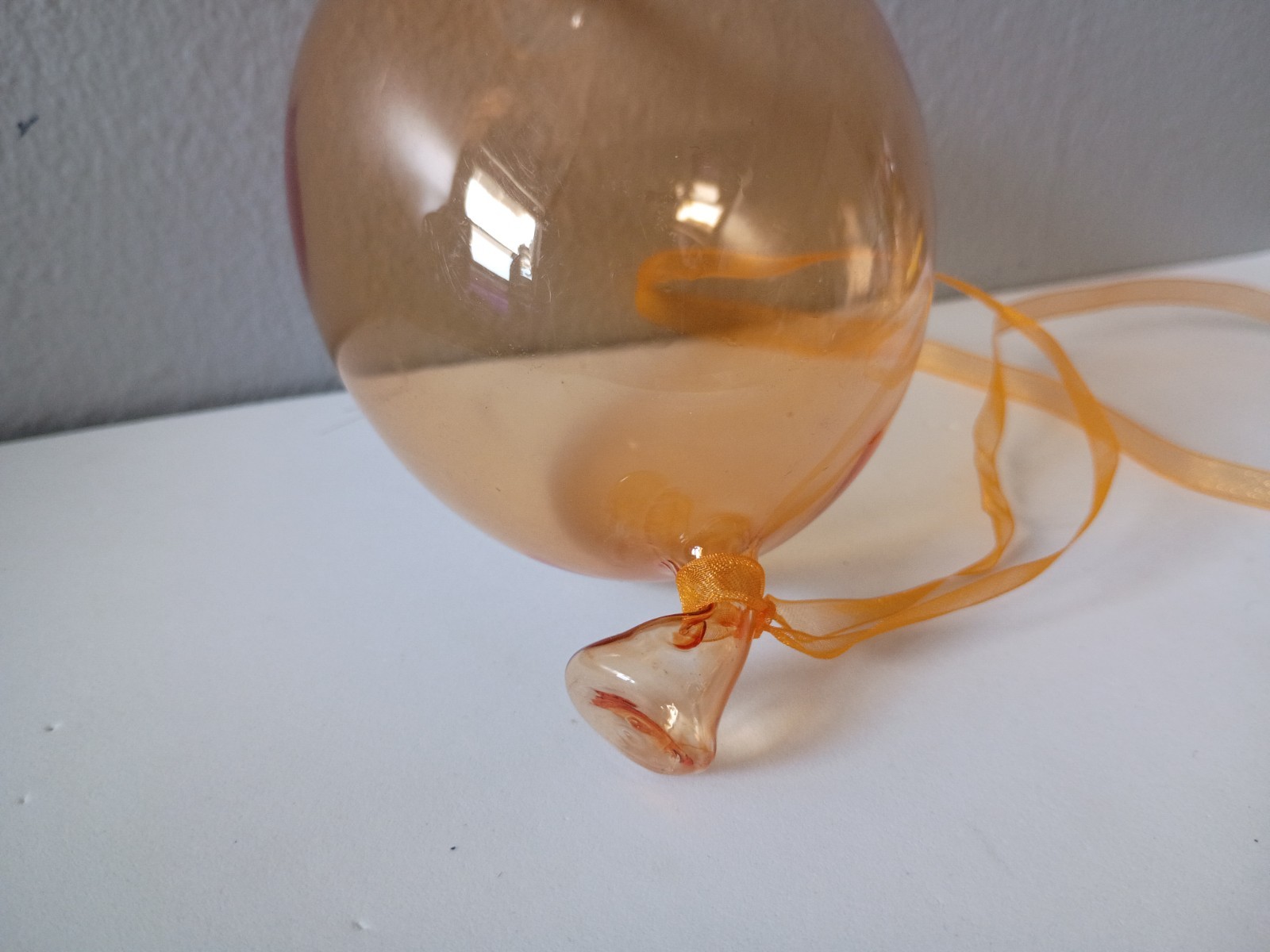 Blown Glass 3D Balloon Shape Hanging Art Sculpture 5″ Orange Ornament